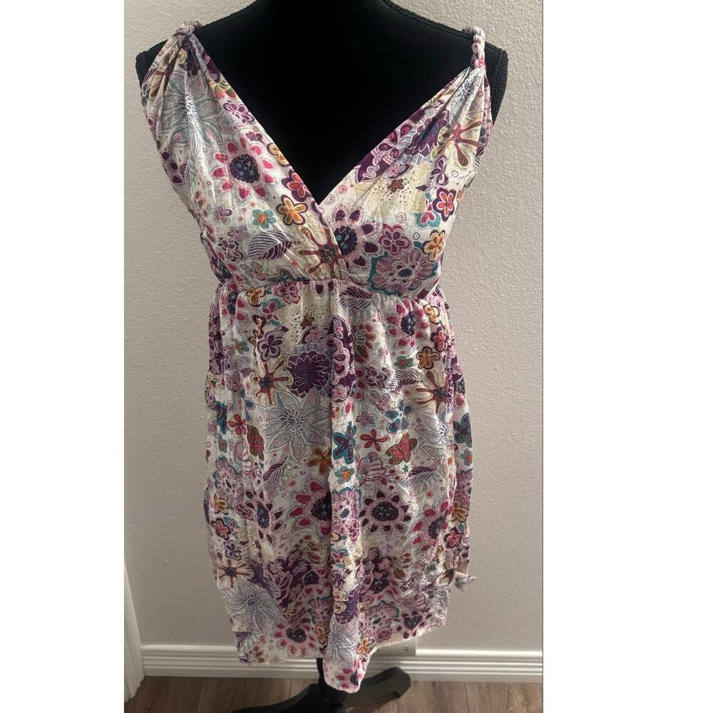 Fashion In Style Women’s V-Neck Floral Paisley Print Sun Dress Size 10 Multi.